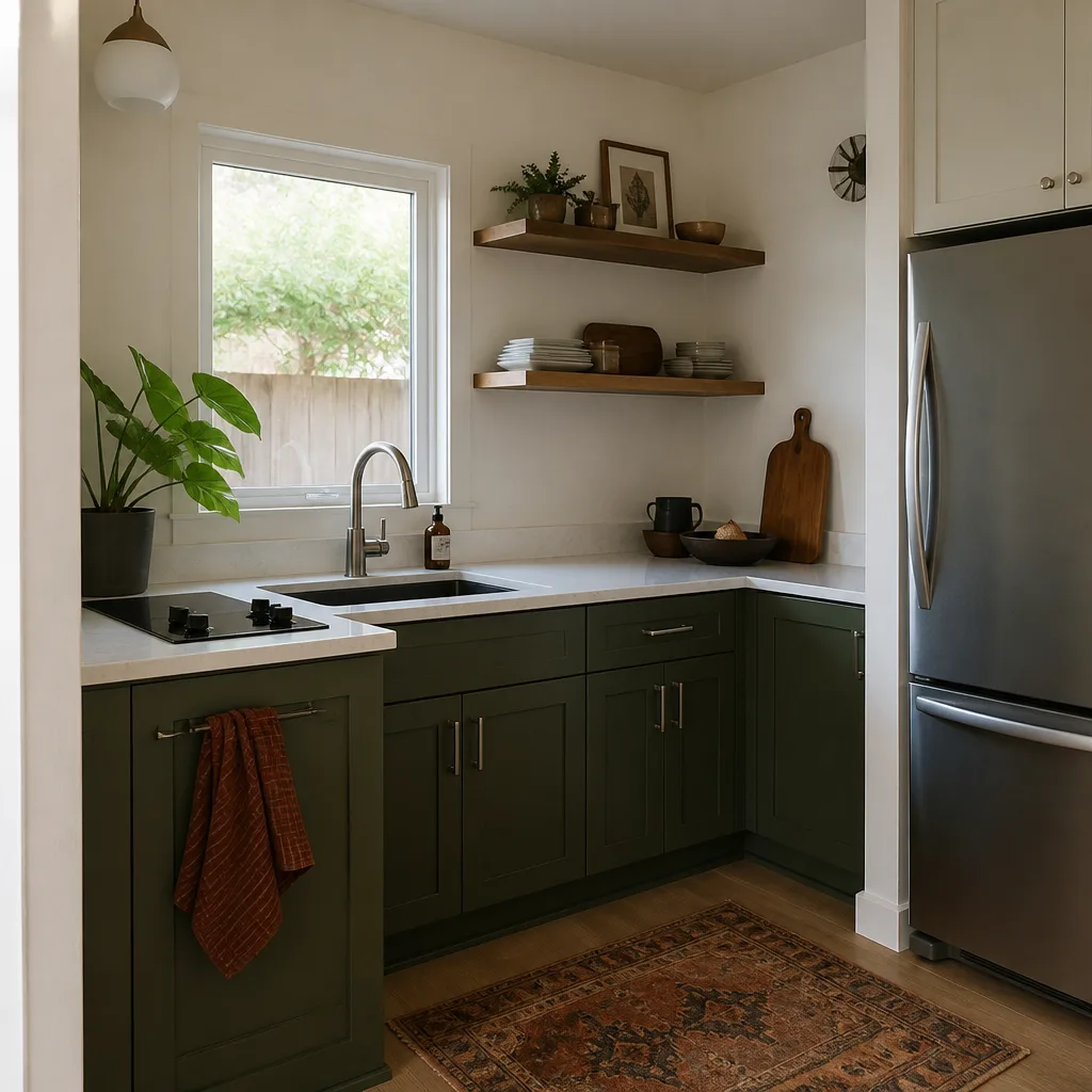 A compact kitchen inside a new ADU